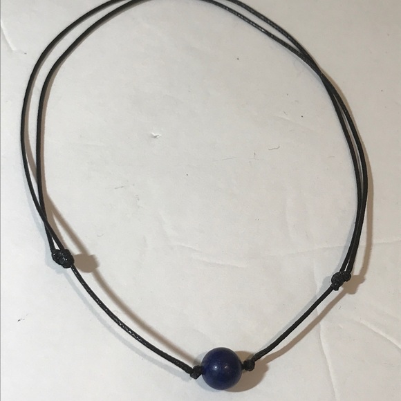 Lapis lazuli choker necklace handmade bead choker - Picture 5 of 5
